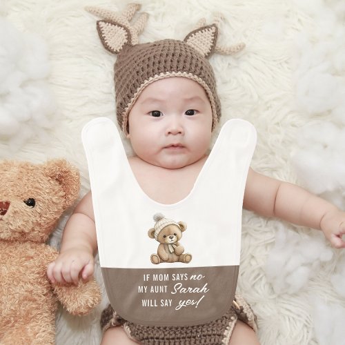 Brown teddy bear baby boy shower present baby bib