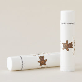 Brown teddy bear baby shower add name date elegant lip balm