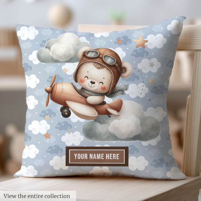 Brown Teddy Bear Baby Shower Pillow Personalized (Brown Teddy Bear Baby Pillow Personalized Gift)