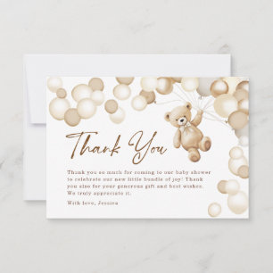 Brown Teddy Bear Baby Shower Thank You Card