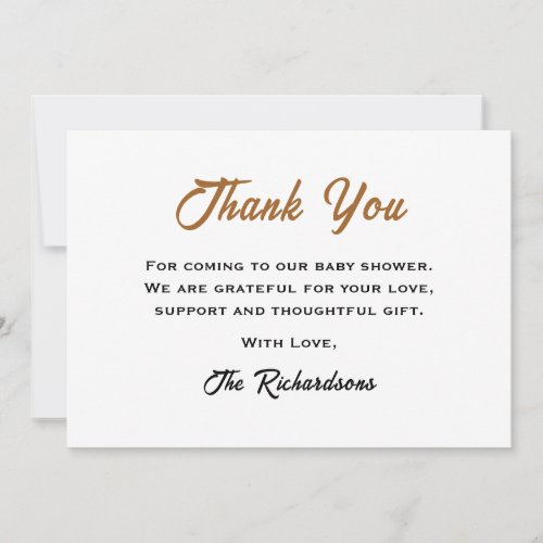 Brown Teddy Bear Baby Shower We Can Bearly Wait Thank You Card