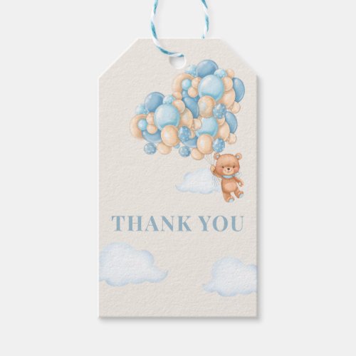 Brown Teddy Bear Balloons Baby Shower Thank You Gift Tags