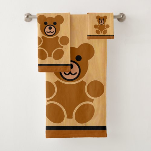 Brown Teddy Bear Bathroom Towel Set
