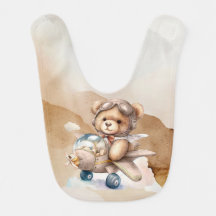 Brown teddy bear bib