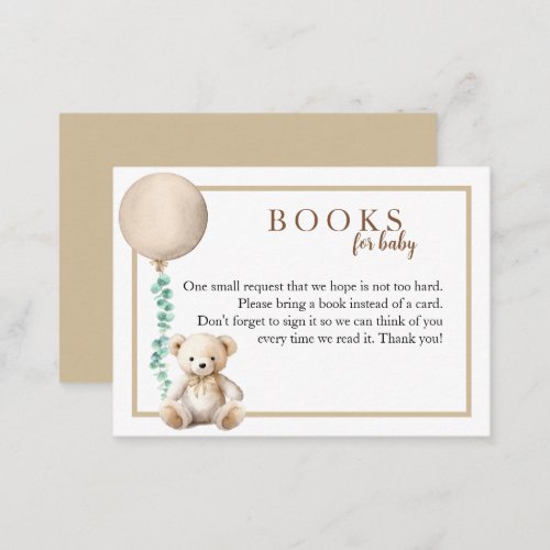 Brown Teddy Bear Books For Baby Gender Neutral Enclosure Card