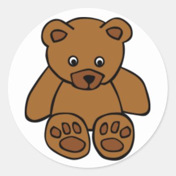 Brown Teddy Bear Classic Round Sticker by stargiftshop at Zazzle
