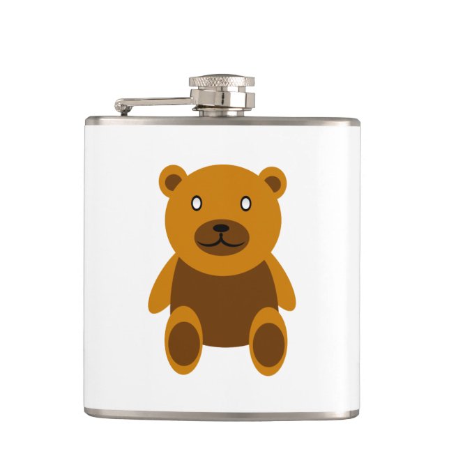 Brown teddy bear clipart flask (Front)