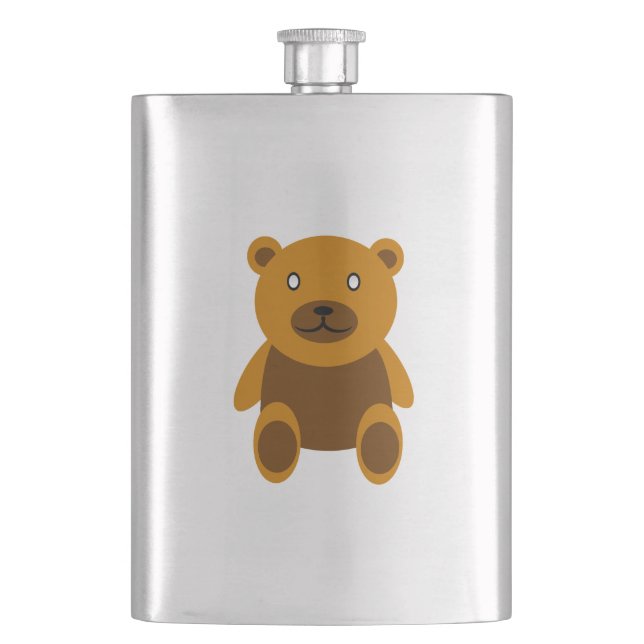 Brown teddy bear clipart flask (Front)