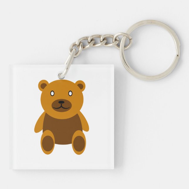 Brown teddy bear clipart keychain (Back)