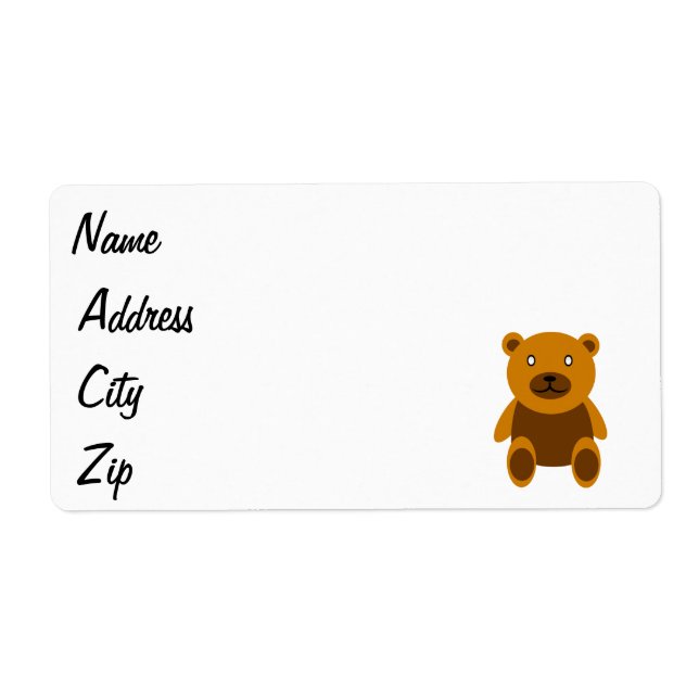 Brown teddy bear clipart label (Front)