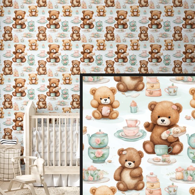 Brown Teddy Bear Friends Tea Party Picnic Wallpaper (Creator Uploaded)