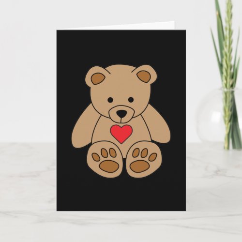 Brown Teddy Bear Heart Valentines Day I Love You Card