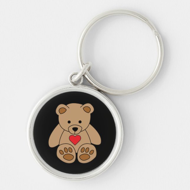Brown Teddy Bear Heart Valentine's Day I Love You Keychain (Front)