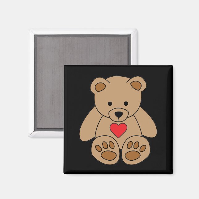 Brown Teddy Bear Heart Valentine's Day I Love You Magnet (Front/Back)