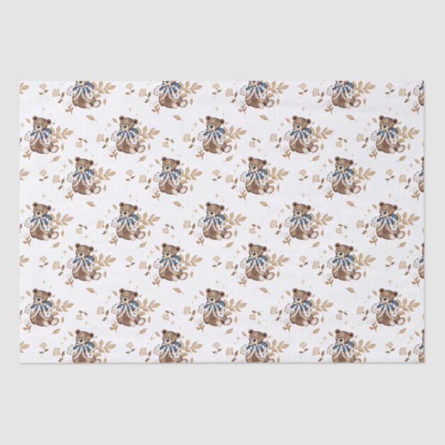 Brown Teddy Bear It's A Boy! Shower Napkins Tissue Paper (Front)