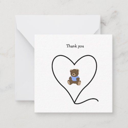 Brown Teddy Bear Mini Thank You Note Card