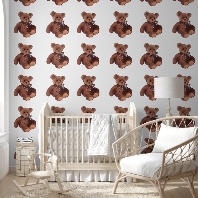 brown teddy bear nursery wallpaper  (Kids)