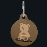 Brown Teddy Bear Personalized Pet ID Tag<br><div class="desc">Brown background holds the cutest teddy bear... sitting on  log. He/She looks lost doesn't he/she? But with all your personalized information on the back,  they'll be found in no time! Don't forget to personalize with your pet's name on the tummy,  too!</div>