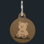 Brown Teddy Bear Personalized Pet ID Tag<br><div class="desc">Brown background holds the cutest teddy bear... sitting on  log. He/She looks lost doesn't he/she? But with all your personalized information on the back,  they'll be found in no time! Don't forget to personalize with your pet's name on the tummy,  too!</div>