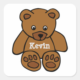 brown teddy bear - personalized square sticker