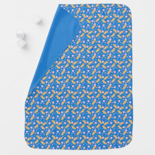 Brown Teddy Bear Pink Hearts Baby Blanket