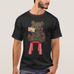 Brown Teddy Bear Sitting on Chair Writing Letter B T-Shirt