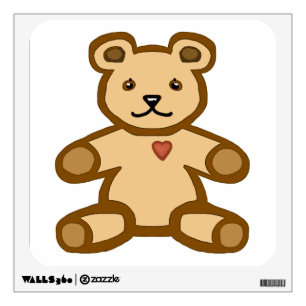 Brown teddy bear with love heart wall decal