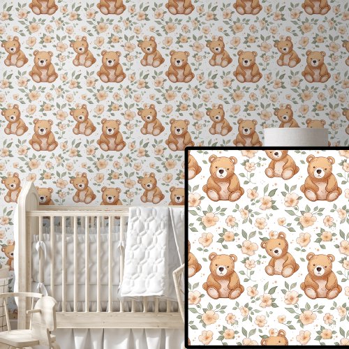 Brown Teddy Bears on Nursery  Wallpaper