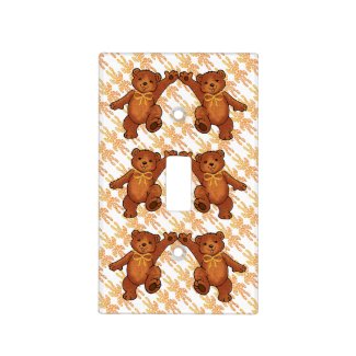 Brown Teddy Bears With Orange Bows Light Switch Cover
