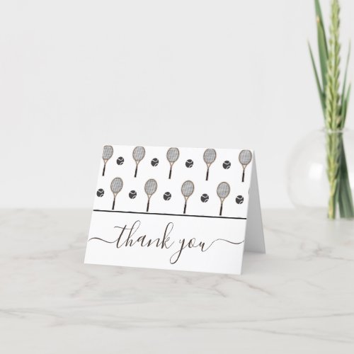 Brown Tennis Pattern Player Coach Gratitude Classy Thank You Card