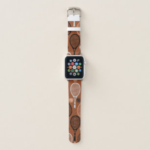 Brown Tennis Rackets & Balls Modern Sport Theme Apple Watch Band