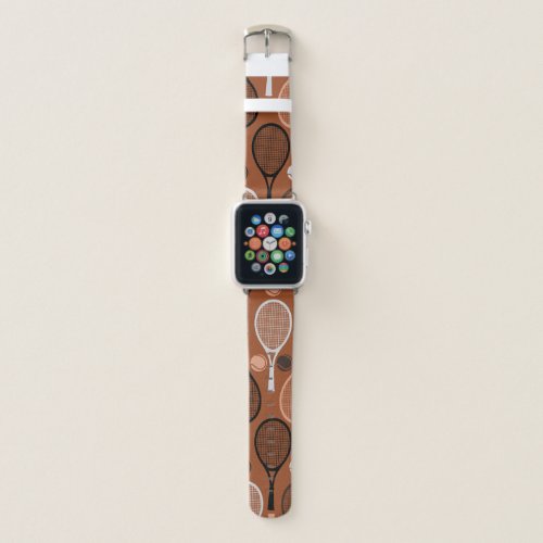 Brown Tennis Rackets  Balls Modern Sport Theme    Apple Watch Band