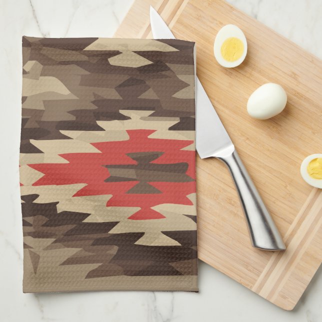 Brown/Terra Cotta Pattern Towel (Quarter Fold)