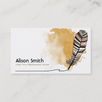 Brown/terracotta Aztec Feather Business Card by KeyholeDesign at Zazzle
