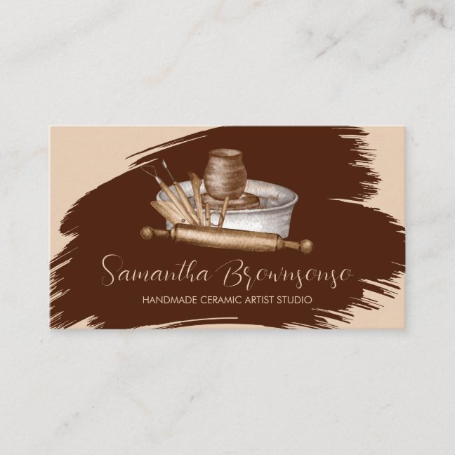 Brown Terracotta Craft Shop Pottery Ceramic Clay Business Card
