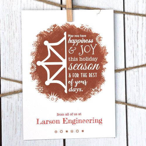 Brown Terracotta Red Company Christmas Card