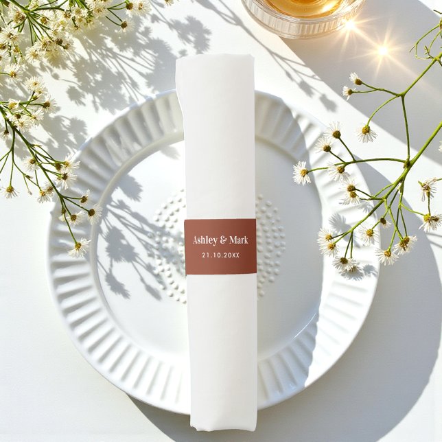Brown Terracotta Wedding Bride Groom  Napkin Bands (Creator Uploaded)