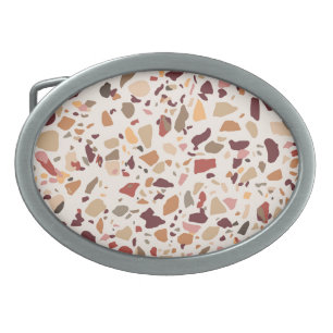Brown terrazzo: vintage, trendy pattern. belt buckle