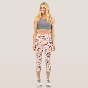 Brown terrazzo: vintage, trendy pattern. capri leggings