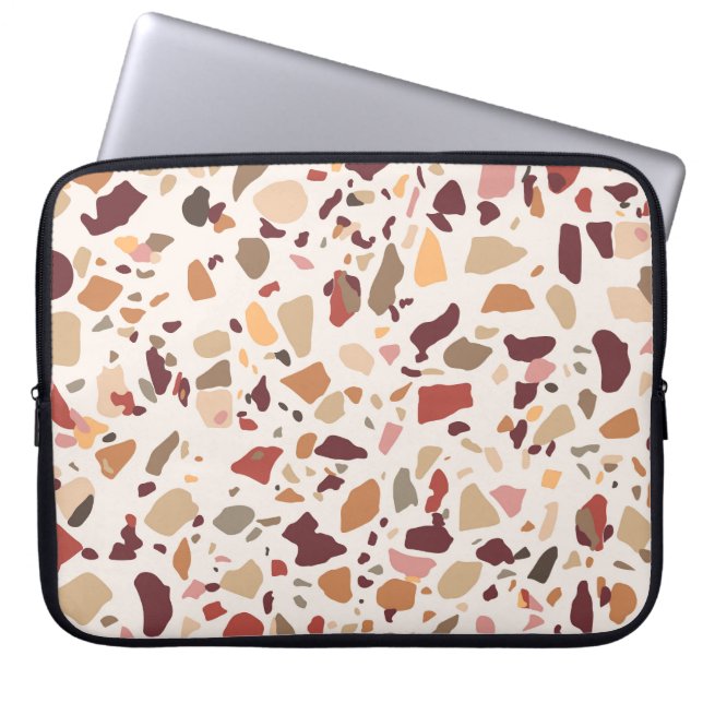 Brown terrazzo: vintage, trendy pattern. laptop sleeve (Front)