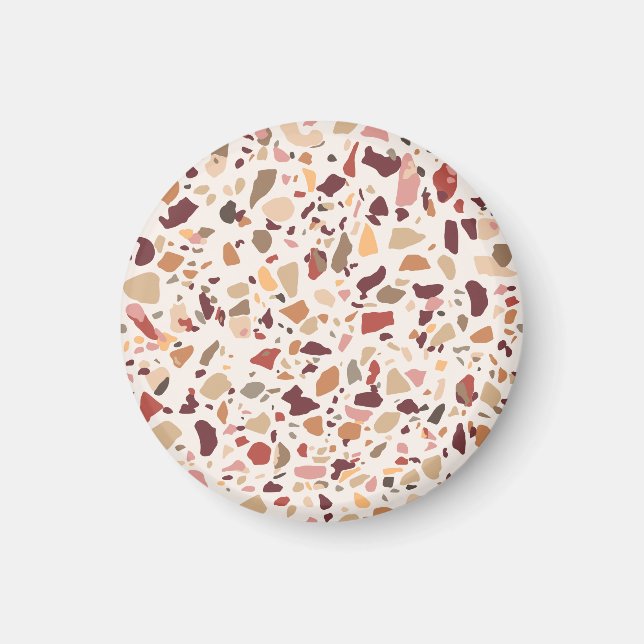 Brown terrazzo: vintage, trendy pattern. magnet (Front)