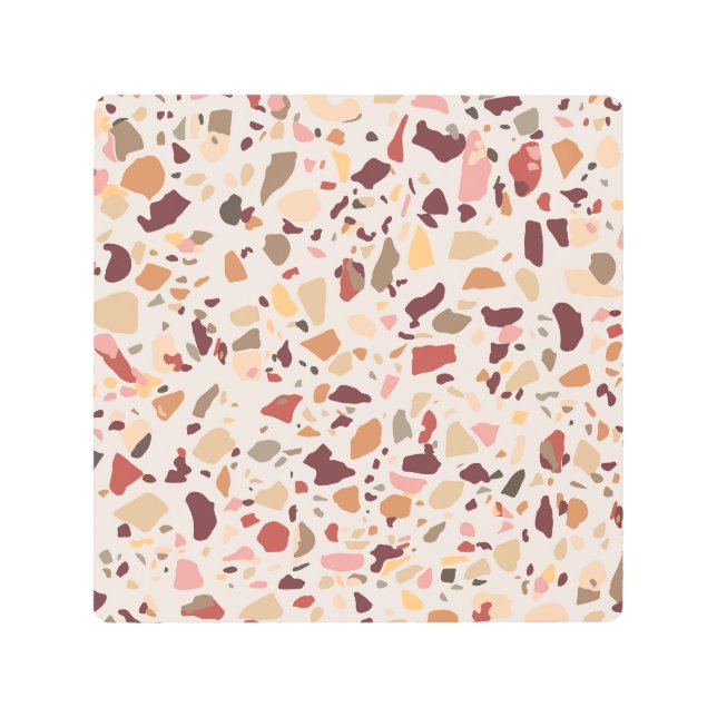 Brown terrazzo: vintage, trendy pattern. metal print (Front)
