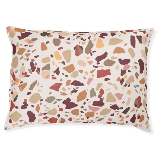 Brown terrazzo: vintage, trendy pattern. pet bed (Front)