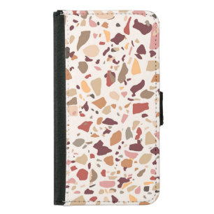 Brown terrazzo: vintage, trendy pattern. samsung galaxy s5 wallet case