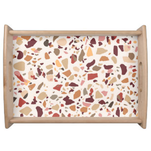 Brown terrazzo: vintage, trendy pattern. serving tray