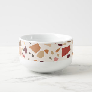 Brown terrazzo: vintage, trendy pattern. soup mug