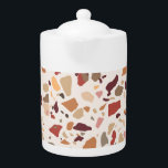 Brown terrazzo: vintage, trendy pattern. teapot<br><div class="desc">Vintage seamless brown terrazzo flooring trendy pattern. Luxury stone abstract colorful texture on yellow background Terrazzo Trend: Brown Beauty Blossoms, Abstract Vintage Flooring Enchants on Yellow Canvas. Terrazzo's abstract brown hues cover vintage floors. Trendy stone texture for your space. background, pattern, abstract, illustration, texture, decor, paper, fashion, vintage, kitchen, home,...</div>