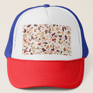 Brown terrazzo: vintage, trendy pattern. trucker hat