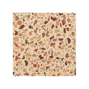 Brown terrazzo: vintage, trendy pattern. wood wall art