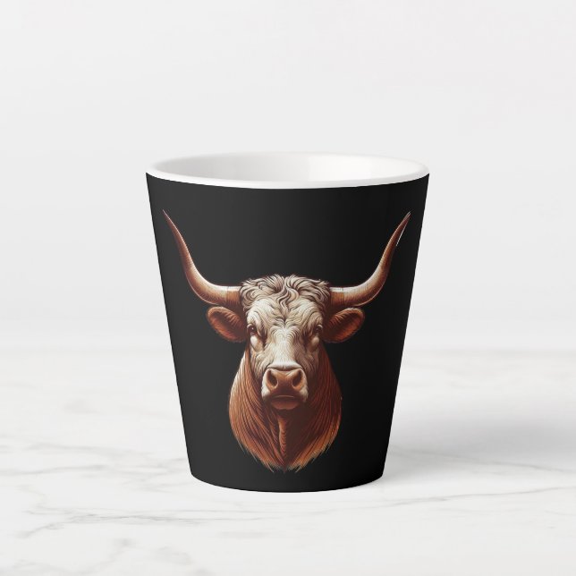 Brown Texas longhorn Latte Mug (Front)